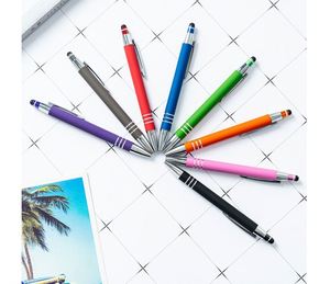 Stylo à bille en caoutchouc à pression pour écran tactile mobile, stylo d'écriture manuscrite, impression de logo, stylo à corps en aluminium - Product Image 4