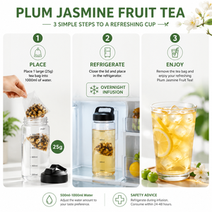 Aurorabloom 1000ml Thé aux fruits biologique infusé à froid Prune <span class=keywords><strong>Jasmin</strong></span> Pomme 25g en sachet Sans caféine Doux et acidulé Rafraîchissant Stimule le métabolisme - Product Image 4