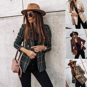 Blazer Elegante Vintage Doppiopetto <span class=keywords><strong>da</strong></span> <span class=keywords><strong>Donna</strong></span>, Abbigliamento Formale <span class=keywords><strong>Taglie</strong></span> <span class=keywords><strong>Forti</strong></span> con Risvolto a Quadri per <span class=keywords><strong>Donna</strong></span> 2026 - Product Image 6