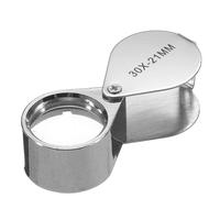 Wholesales 10x21mm Glass Jeweler Loupe Loop Eye Magnifier Magnifying Glasses Metal Body Silver