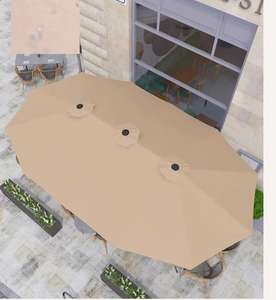 Sombrilla de acero de 3 cabezales de lujo resistente 3M radios de alto grado impermeable gran jardín diseño moderno plegable para uso en patio al aire libre - Product Image 1