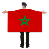Vente en gros de cape drapeau personnalisée pour supporters de football, 100 % polyester, double face, drapeau du Maroc portable