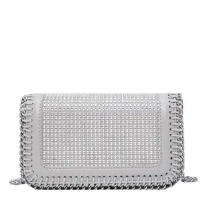 Bolso de noche con diamantes de imitación para mujer, bandolera de cuero con cadena cuadrada brillante