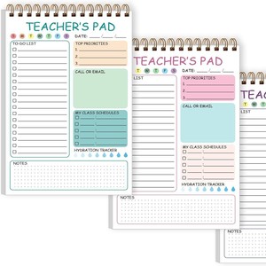 Carnet à spirale pour enseignant, organisateur de liste de tâches quotidiennes, planificateur coloré pour enseignant, cadeau pour la rentrée scolaire, liste de tâches et cours - Product Image 5