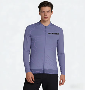 Jersey de Ciclismo de Manga Larga, Unisex, con Protección UV, Ligero, de Secado Rápido, Transpirable, que Absorbe la Humedad, Corte Ajustado, Estampado de Ondas, Elástico - Product Image 2