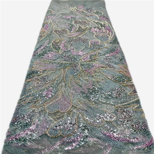 Tissus en dentelle à sequins de haute qualité nigérians, dentelle douce pour robes de mariée et de soirée - Product Image 3