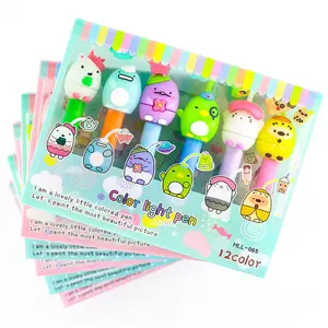 크리스마스 6pcs 12 색 최고 크리 에이 티브 편지지 선물 고무 만화 동물 참신 Kawaii 다채로운 컬러 형광펜 세트