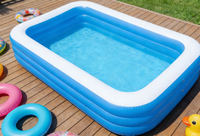 Piscine gonflable de grande taille et robuste pour la famille avec système de gonflage rapide et valve de vidange