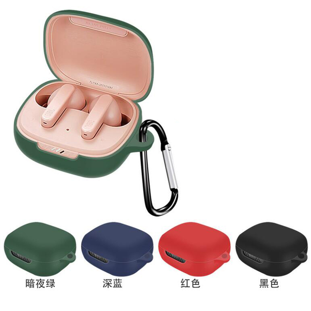 New Soft Silicone Full Protection Earphone Charging Box Case Wireless Earbuds Cover for JBL LIVE PRO+ Plus with Carabiner
