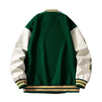 Blouson universitaire personnalisé en mélange de laine américaine avec broderie de serviette sur la manche, col montant, doublure polaire et rembourrage pour homme