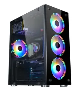 Case para computador atx/itx/M-ATX, painel lateral de vidro para jogos