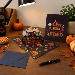 New Halloween-themed horror party <b>beer</b> skull head pumpkin 3D pop-up greeting card with enveloped greeting card - Product Image 1