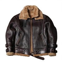 Veste en cuir véritable vintage B3 pour homme, doublée de fourrure synthétique, avec logo personnalisé