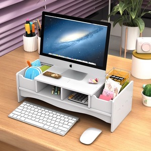 Laptop Stand 2 Tier Wood <b>Plastic</b> Composite Multifunctional Desk Organizer For Office Workspace - Product Image 2
