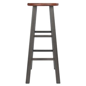 Tabouret de bar industriel moderne, plateau en teck, structure en métal gris, robuste et durable, pour bar, cuisine, maison, usage commercial - Product Image 6