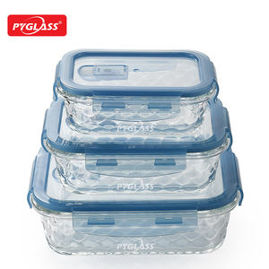 Recipientes de Vidrio para Almacenamiento Pyglass con Diseño de Escamas de Dragón, Tapas Herméticas con Cierre a Presión, Recipientes para Preparación de Comidas y Loncheras - Product Image 1