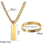Collier et bracelet personnalisés en acier titane pour homme, collier gravé en acier inoxydable pour homme