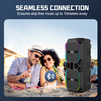 Altavoz Portátil Dual de 12 Pulgadas con Bluetooth, 120W, Luz RGB con Efecto de Llama, Altavoz Karaoke TWS con 2 Micrófonos Inalámbricos, Control Remoto y Ruedas