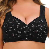 Soutien-gorge Grande Taille à Fermeture Avant, Couvrance Totale, Sans Armature, Minimiseur, Sans Couture, Motif Floral, Bretelles Larges, Soutien Dorsal, Respirant, Pour Poitrine Généreuse