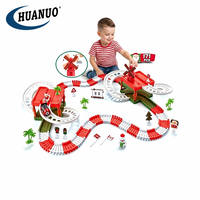 Ensemble de train de Noël 171 pièces, circuit de train électrique DIY avec gare à éoliennes, jouet de construction pour enfants, ensemble de parking, vente en gros