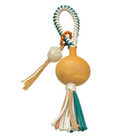 Breloque de sac en calebasse naturelle faite à la main, pendentif en corde tressée avec perles et pompon style bohème, ornement en calebasse, accessoire porte-bonheur minimaliste Feng Shui