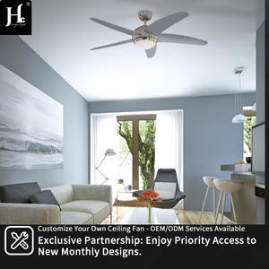 Modern 52-Inch Home Decorative Air Cooling <b>Ceiling</b> <b>Fan</b> with Light 5 Plywood Blades Brushed Nickel Includes Wall Control US Plug - Product Image 2