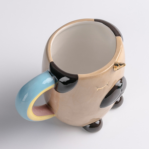 El boyalı 3D köpek kahve çay seramik kupa, (altın unicorn ile Pug) hediye ve zanaat - Product Image 2