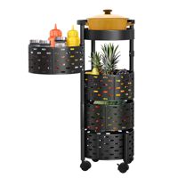 Chariot de cuisine avec 4 niveaux d'étagère de cuisine rotative étagère à légumes étagère à fruits creuse avec roues rotatives à 360 °