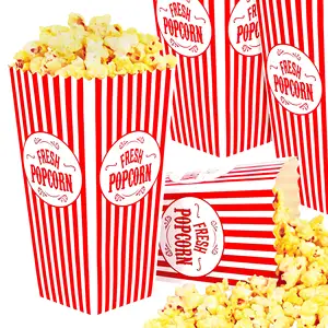 Individueller Druck sortiertes gestreiftes Design lebensmittelqualität Vintage Snack einweg-Kino Theater Popcorn-Süßigkeiten-Schachteln für Geburtstag