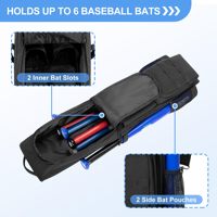 Bolsa para Bates de Béisbol con Capacidad para 6 Bates, Impermeable, Gran Capacidad, con Gancho para Colgar en la Cerca, Correas de Hombro Ajustables, Oxford