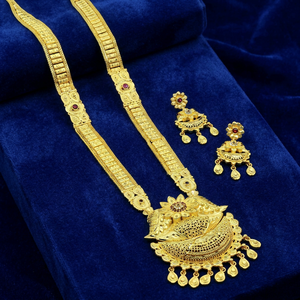 Wholesale 14K 18K 24K Micron Gold AD Stone Long Fashion Necklaces Set Traditional AD Long Jewelry Set Indian Wedding Jewelry Set - Product Image 3