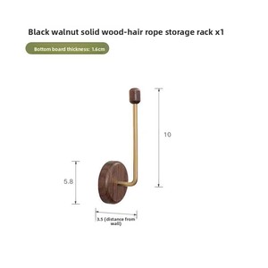Support <span class=keywords><strong>mural</strong></span> en bois de noyer noir pour brosses <span class=keywords><strong>à</strong></span> <span class=keywords><strong>cheveux</strong></span> et élastiques, sans perçage, pour la maison, l'hôtel et la salle de bain - Product Image 6