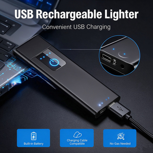 Briquet électronique plasma ultra-plat sans flamme, double allumage, coupe-vent, rechargeable par USB pour cigarettes - Product Image 4