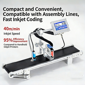 เครื่องพิมพ์อิงค์เจ็ทออนไลน์ขนาด 12.7 มม. พร้อมสายพานลำเลียง 2 in 1 สำหรับการพิมพ์โค้ดบนสายการผลิต ขวด ถุง กระป๋อง กล่อง - Product Image 1