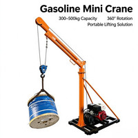 Mini-grue à treuil thermique, rotation à 360 degrés, élévateur portable pour matériaux de construction, grue de toiture
