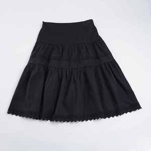 Jupe midi noire taille haute en dentelle pour femme, style vintage à volants superposés, collection été 2026, idéale pour les vacances en campagne - Product Image 6