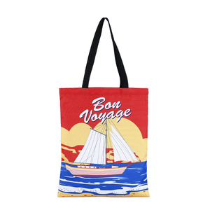 Sac fourre-tout en toile personnalisé avec motif imprimé de voiliers, sac de shopping de taille moyenne, recyclable - Product Image 1