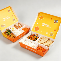 Boîte en papier kraft compartimentée, qualité alimentaire, jetable, pour la restauration rapide, à emporter