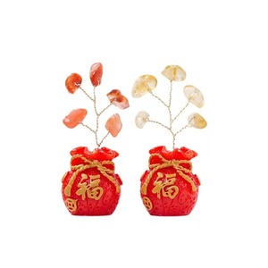 <b>Crystal</b> Money <b>Tree</b> Agate Chip Base Red Lucky Bag Home Decoration Chinese New Year Ornament 6-7Cm - Product Image 2