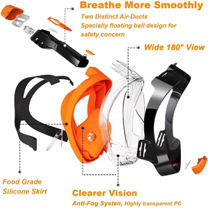 <span class=keywords><strong>Masque</strong></span> de Plongée Intégral avec Vue Panoramique à 180 Degrés, Étanche et Anti-Buée, Jupe en Silicone Souple pour Adulte et Enfant - Product Image 2