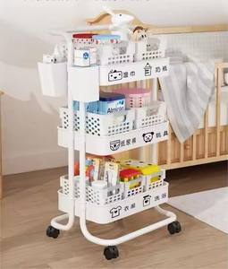 <span class=keywords><strong>3</strong></span> टियर रोलिंग कार्ट रसोई रैक हाथ पुश ट्रॉली भोजन भंडारण कमरे उपयोगिता कार्ट - Product Image 4