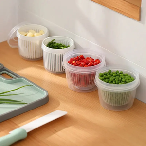 Boîte de conservation des condiments 350 ml, pour oignon vert haché et ail, avec drainage, pour réfrigérateur et camping - Product Image 4