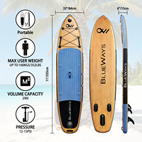 Planche de paddle gonflable à design grain de bois, directement de l'usine, polyvalente avec accessoires complets et certifiée CE