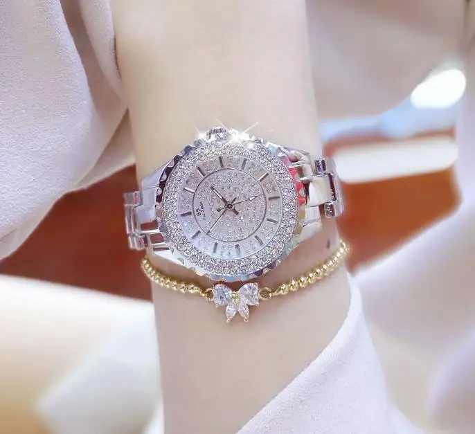 Fashion Jewelry 0280 Ladies Fashion Crystal Diamond Dress Watch Lady Luxury Women Quartz for Gift Jewelry Bracelet