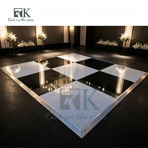 Piste de danse brillante blanche et noire avec bords en aluminium pour location de mariage et de fête - Product Image 1