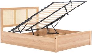 Высококачественная прочная кровать-платформа из массива сосны в современном стиле с элементами из ротанга, размер <span class=keywords><strong>King</strong></span>-Size, 90x200 см - Product Image 2