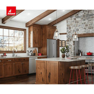 Bon <span class=keywords><strong>prix</strong></span> Personnalisé Teinté Rustique Noueux Bois Massif Nature Bois Shaker Conception d'armoire de cuisine avec îlot Cuisine Fonctionnelle - Product Image 3