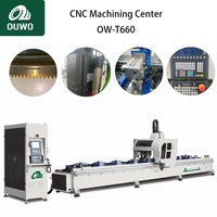 Centre d'usinage CNC contrôlé par PLC certifié CE 3 axes OUWO 380V avec magazine d'outils pour usine de fenêtres, portes et murs rideaux