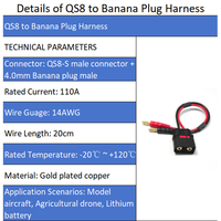 YOUWEI 110A Faisceau de charge à courant élevé QS8 avec fiche banane 4mm, câble en silicone 14AWG gaine PVC, adaptateur plaqué or 20cm, 500V
