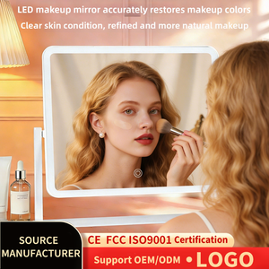 Specchio per il Trucco LED ad Alta Definizione, Specchio da Tavolo Illuminato Touch per Bellezza Femminile <span class=keywords><strong>e</strong></span> Uso in Camera da Letto - Product Image 1